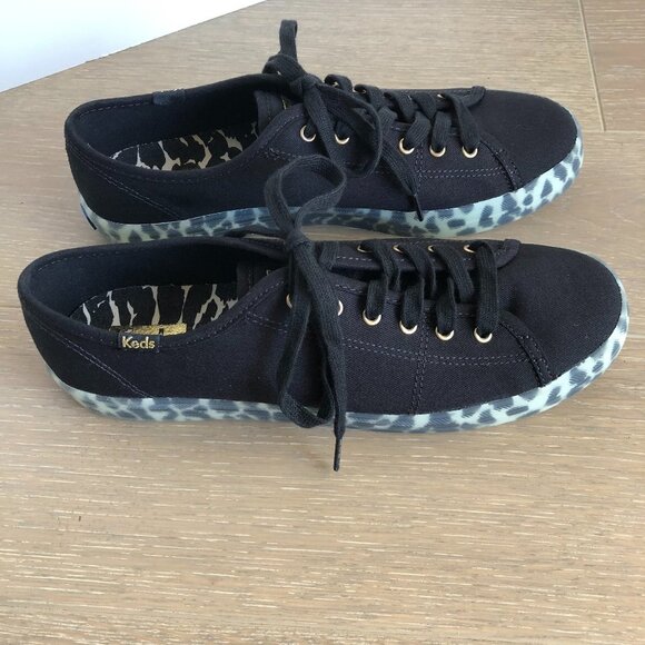 Keds Kickstart Leo Foxing Leopard Canvas Upper Lace Up Sneakers Black Sz 8.5 NWT - Picture 2 of 9